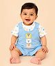 CANDY HOUSE Knitted Knit Half Sleeves Bears Embroidered Dungaree With Tee - Sky Blue