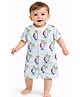 CANDY HOUSE Knitted Knit Half Sleeves Beach Theme Printed  Romper - Sky Blue