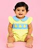 CANDY HOUSE Knitted Knit Cap Sleeves Duck Embroidered Romper - Yellow
