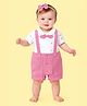 CANDY HOUSE Cotton Woven Half Sleeves Bow Applique Detailed Romper - White