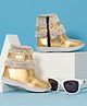 Freeplay Fur Detailed Zip Closure Boots - Golden