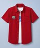Pine Kids Cotton Woven Short Sleeves Twofer Shirt with Explorer Print - Maroon