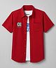 Pine Kids Cotton Woven Short Sleeves Twofer Shirt with Explorer Print - Maroon