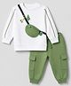 Babyoye 100% Cotton Terry Knit 3 Thread Heavy Gauge Full Sleeves Winter Wear Suit - White & Green