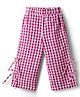 CrayonFlakes Cotton Knit Gingham Checked & Bow Applique Detailed Pants - Pink