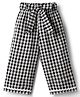 CrayonFlakes Cotton Knit Gingham Checked & Bow Applique Detailed Pants - Black