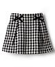 CrayonFlakes Cotton Knit Gingham Checked & Bow Applique Detailed Skort - Black