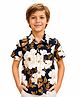 CrayonFlakes Rayon Woven Half Sleeves Shirt with Floral Print - Black