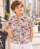 CrayonFlakes Rayon Woven Half Sleeves Shirt with Floral Print - Offwhite