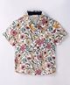 CrayonFlakes Rayon Woven Half Sleeves Shirt with Floral Print - Offwhite