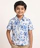 CrayonFlakes Cotton Woven Half Sleeves Shirt with Floral Print - White