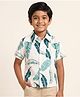 CrayonFlakes Rayon Woven Half Sleeves Leafy Printed Shirt - Off White