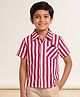 CrayonFlakes Rayon Woven Half Sleeves Shirt with Striped Print - Red