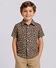 CrayonFlakes Cotton Woven Half Sleeves Leopard Printed Shirt - Brown