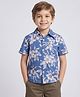 CrayonFlakes Rayon  Woven Half Sleeves Floral Printed Shirt - Blue
