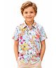 CrayonFlakes Rayon Woven Half Sleeves Shirt with Floral Print - Sky Blue