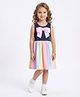 CrayonFlakes Cotton Woven Unicorn Theme Sleeveless Bow Emebllished Bodice With Striped Patterned Colour Gradient Tie & Dyed Fit & Flare Dress - Blue