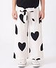 CrayonFlakes Rayon Woven Hearts Printed Culottes With Belt -Off White
