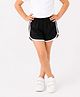 CrayonFlakes Cotton Lycra Knit Solid Taped Sports Shorts - Black