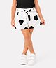 CrayonFlakes Rayon Knit Heart Printed Shorts with Belt - Off White