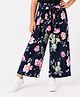 CrayonFlakes Woven Full Length Floral Printed Belted Palazzo - Navy Blue