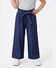 CrayonFlakes  Rayon Knit Solid Colour Culottes with Belt - Navy