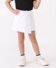 CrayonFlakes Cotton Lycra Knit Solid & Bow Detailed Flapped Skort - White