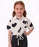 CrayonFlakes Rayon Woven Half Sleeves Crop Top With Heart Print  - Off White