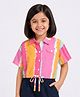 CrayonFlakes Rayon Woven Half Sleeves Tie Dye Crop Top - Pink