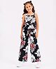 CrayonFlakes  Sleeveless Floral Printed Top With Coordinating Palazzo Set - Black