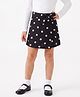 CrayonFlakes Cotton Knit Polka Dots Printed Bow Applique Detailed Skorts - Black
