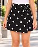 CrayonFlakes Cotton Knit Polka Dots Printed Bow Applique Detailed Skorts - Black
