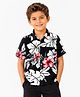 CrayonFlakes Rayon Woven Half Sleeves Shirt with Floral Print - Black