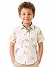 CrayonFlakes Rayon Woven Half Sleeves Shirt with Palm Trees Print - Off White