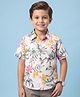 CrayonFlakes Rayon Woven Half Sleeves Shirt with Floral & Leaves Print  - Off White