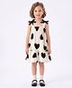 CrayonFlakes Knit Sleeveless Hearts Printed Frock With Bow Applique - White