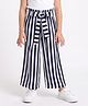 CrayonFlakes Rayon Woven Striped Culottes With Belt -Navy