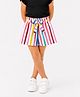 CrayonFlakes Rayon Woven Roman Striped Shorts with Belt - Dark Red