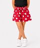 CrayonFlakes Rayon All Over Polka Dots Printed Back Elasticated Shorts with Fabric Belt - Red