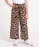 CrayonFlakes Rayon Knit Full Length Animal Printed Belted Palazzo - Brown