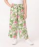 CrayonFlakes Woven Full Length Floral Printed Palazzo With Attached Belt - OffWhite