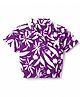 Pine Kids Poplin Woven Shirt Style Top with Short Sleeves and Floral Print - Purple