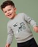 Babyoye Cotton Terry Knit Full Sleeves Vehicles Printed Sweatshirt - Grey