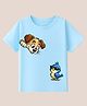 BLUSHES 100% Cotton Knit Half Sleeves Dog & Bird Printed Tee - Aqua Blue