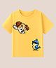 BLUSHES 100% Cotton Knit Half Sleeves Dog & Bird Printed Tee - Yellow