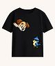 BLUSHES 100% Cotton Knit Half Sleeves Dog & Bird Printed Tee - Black