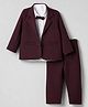 Babyhug Woven Full Sleeves Solid Three Piece Party Suit With Bow - Wine