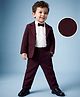 Babyhug Woven Full Sleeves Solid Three Piece Party Suit With Bow - Wine