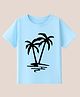 BLUSHES 100% Cotton Knit Half Sleeves Coconut Tree Printed Tee - Aqua Blue