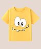 BLUSHES 100% Cotton Knit Half Sleeves Funny Face Printed Tee - Yellow